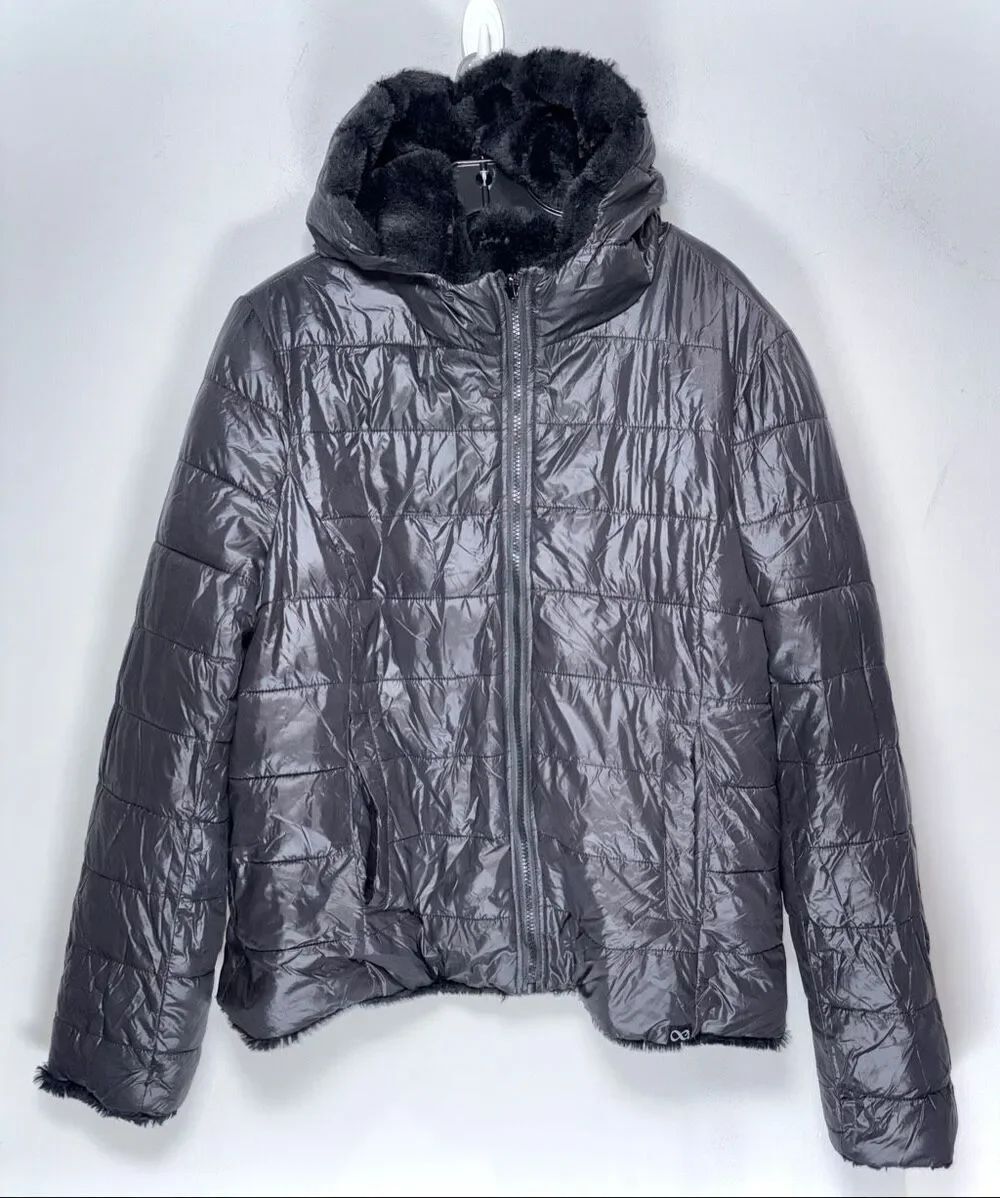 Be boundless black hooded reversible coat size XXL